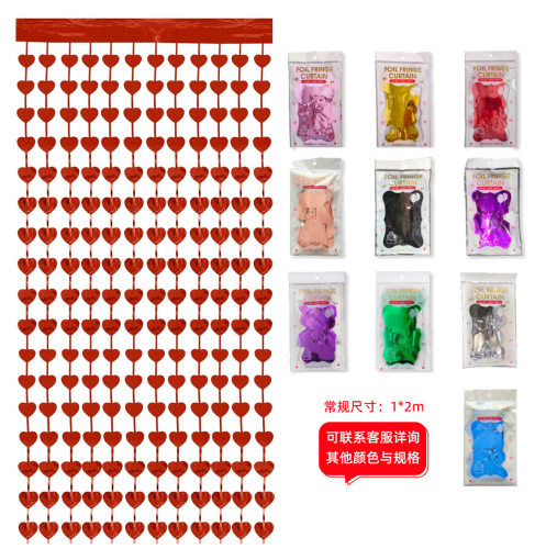 Cross border Valentine's Day Wedding Party 1 * 2-meter Love Pentagram Rain Silk Curtain Door Curtain Birthday Party Dec