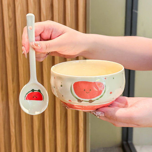 High Beauty Watermelon Rice Bowl Cute Couple Eating Bowl 2025 Children's Ceramic Small Bowl Personal Use Bowl