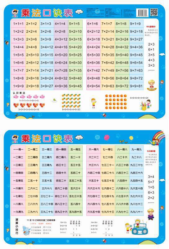 小学生一二年级幼儿园乘法口诀表 可对折长37宽26定价7.8元 同步课堂教材书本
