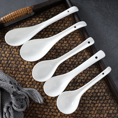 Ceramic long handle spoon lengthened Lamian Noodles spoon Korean household spoon