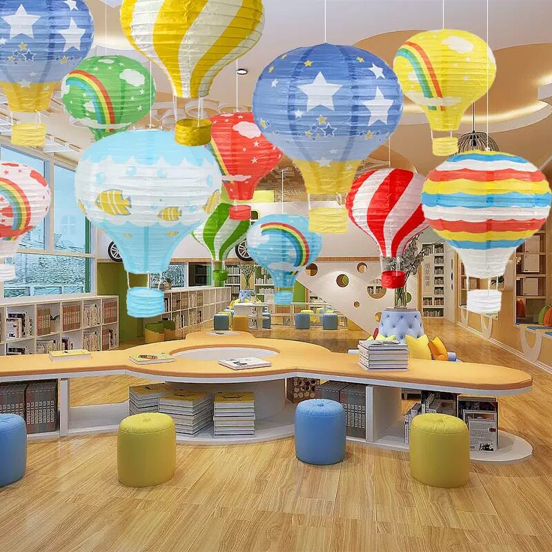 纸灯笼挂饰幼儿园布置儿童手工灯笼热气球吊饰国庆节圣诞节装饰品