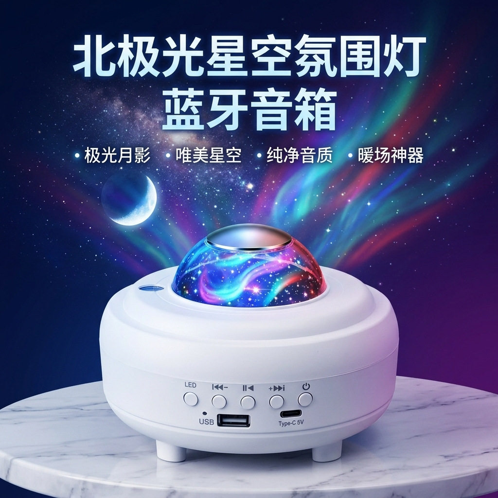 空盒子直供北极光星空灯充电蓝牙遥控音响小夜灯卧室直间氛围灯