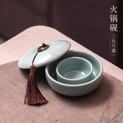 Ceramic hotpot inkstone for calligraphy, non dry ink hotpot inkstone with lid, brush, ink inkstone, ink disc, ink disc