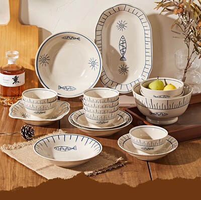 Annual surplus Jingdezhen ceramic tableware set bowl household 2025 tableware housewarming New Year's tableware set