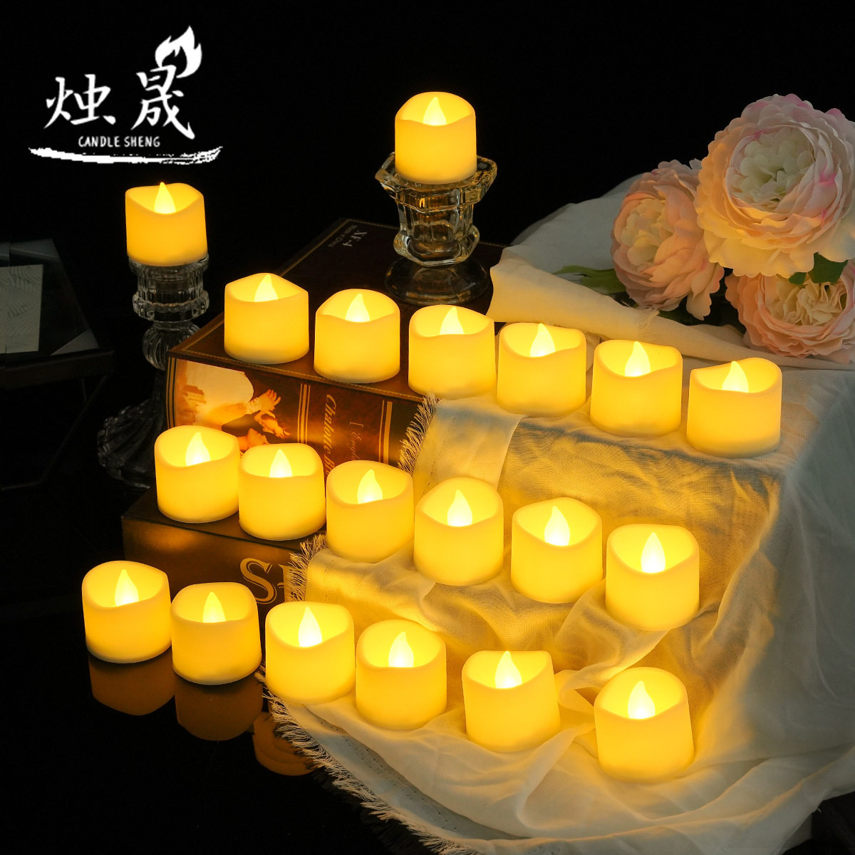 空盒子LED电子蜡烛灯浪漫求婚创意布置生日爱心形场景道具圣诞节