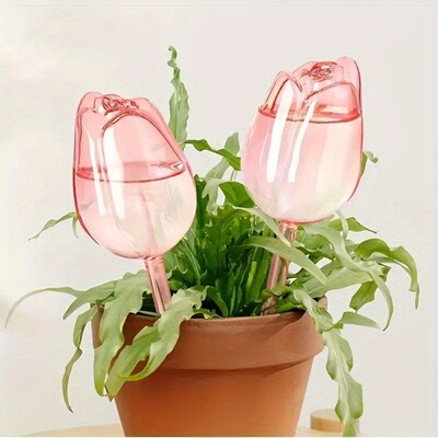 Plastic tulip flower planter with water seepage for household green plant pots, automatic flower planter, gardening tool