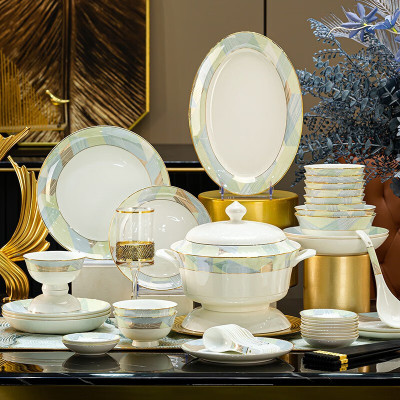 Bowl and Dish Set, Household Chinese High end Tableware Set, New Bone Porcelain Bowl Set, Bowl and Dish Set, housewarmi