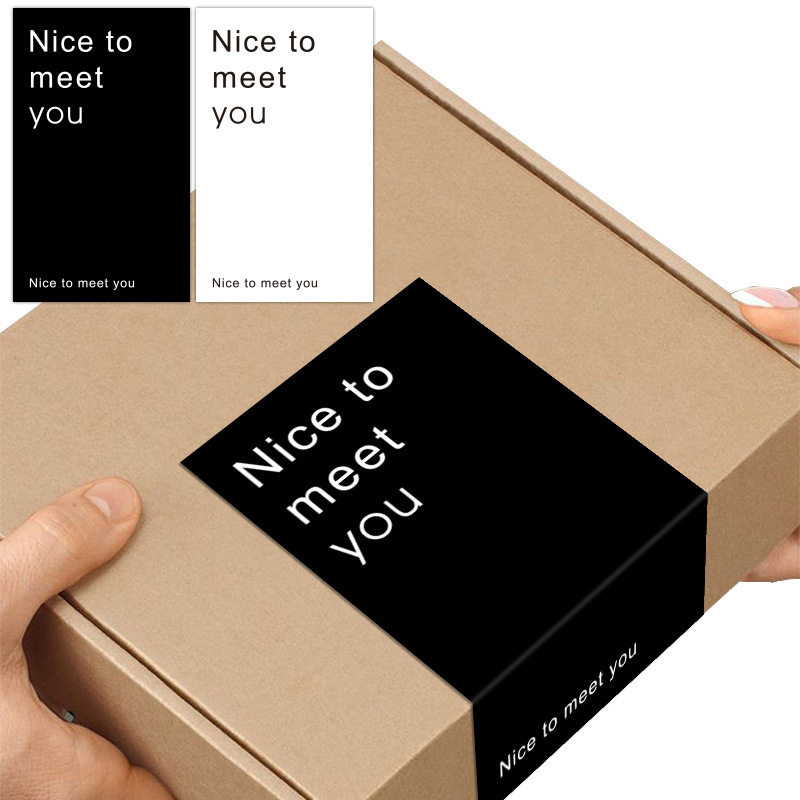 分装瓶收纳罐50张包风简约长方形贴纸英文Nice to meet you礼盒密