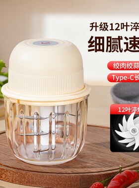 多刀头迷你电动捣蒜器压蒜器Type-c充电食物料理机无线打蒜空盒子