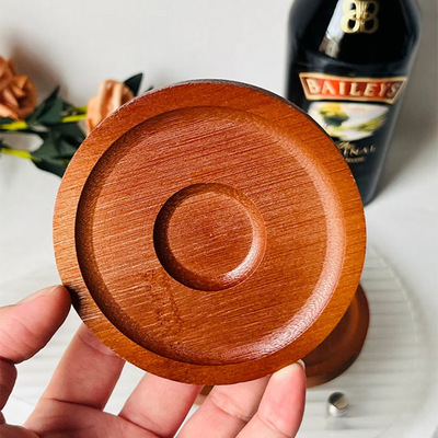 Whiskey coaster, Hu Zhuan Cup base, rotating tumbler cup base, cup holder, walnut colored coaster