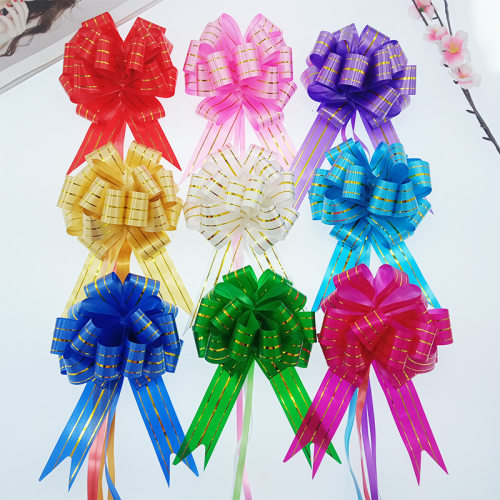 Cross border Christmas gift packaging with 30mm gold wire hand drawn 3D ball shaped plastic flower