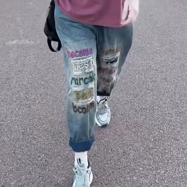 夏季薄款八分牛仔裤女哈伦七分裤