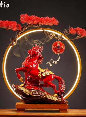 Spatio  创意新中式马上发财陶瓷工艺品摆件桌面客厅摆件开业送礼