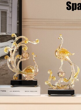 Spatio新中式金色凤凰摆件高级感