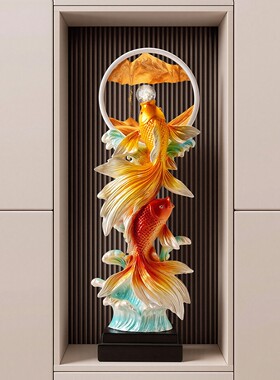 Spatio年年有余入户玄关装饰摆饰客厅轻奢高档竖高电视柜高级感礼