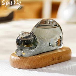 Spatio御猫天气瓶预报风暴瓶摆件桌面电视摆件品小夜灯文创小夜灯