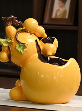 Spatio葫芦循环流水招财风水轮办公室客厅玄关乔迁开业送礼装饰桌