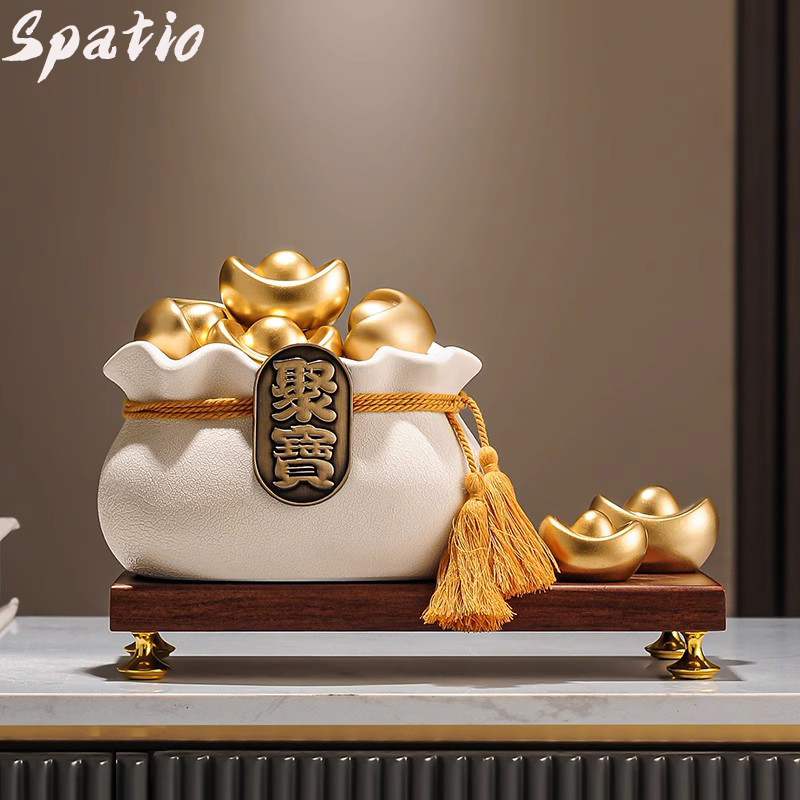 新中式陶瓷聚宝盆招财聚财摆件品