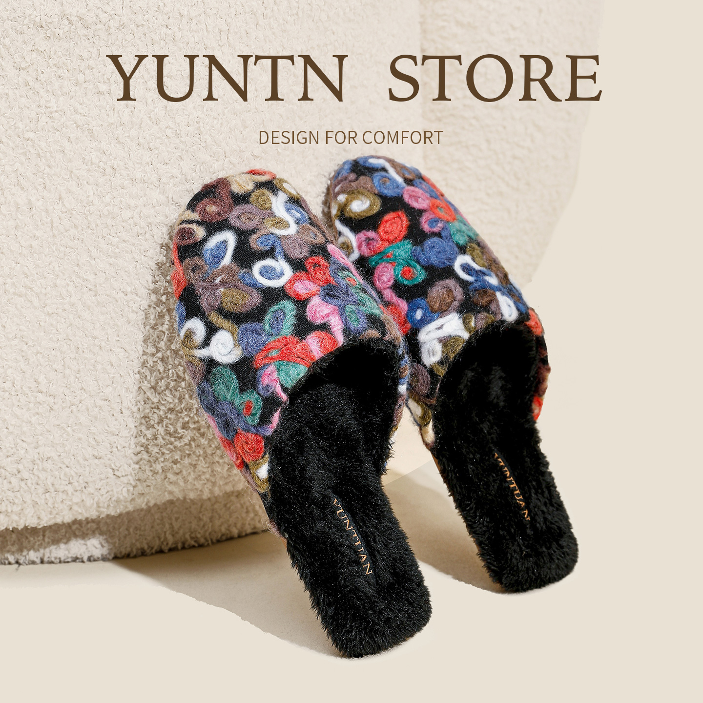 甜酷柔糯亲肤加绒棉拖