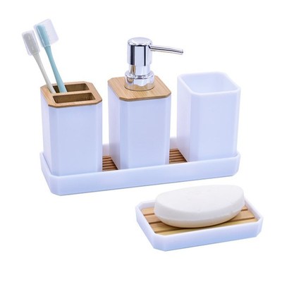 仿陶瓷浴室洗漱套j装五件套浴室用品轻奢漱口杯洗手台托盘摆件