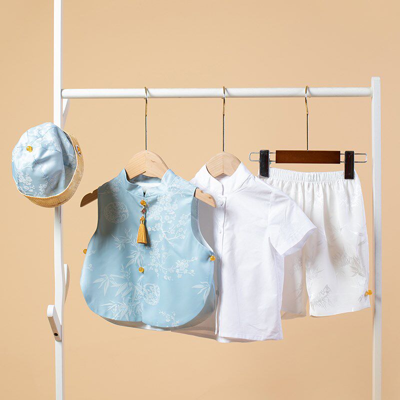 男童小宝宝新中式唐装套装夏季马甲裤子上衣中国风周岁礼服百天