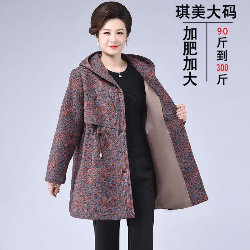 中老年加肥加大女装外套春装200斤胖妈妈装风衣特大码奶奶装上衣