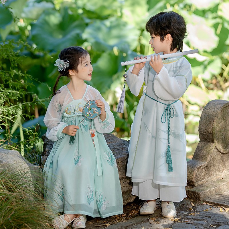 儿童汉服中国风男童古装长袍幼儿园新中式演出服女童超仙唐装朗诵