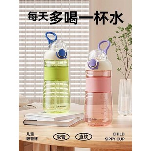 儿童吸管水壶男孩直饮水杯w小学生上学幼儿园喝水杯子外出便携