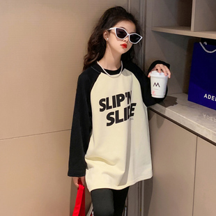 女童打底衫宽松春秋儿童上衣卫衣春装长袖t恤中长款大童体恤新款T