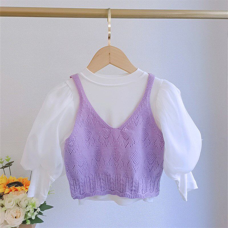 女童宝宝春装毛衣吊带马甲背心2025新款儿童针织衫小童衣服洋气薄