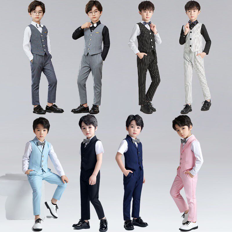 儿童礼服马甲套装男童西装韩版春夏装花童婚礼小男孩主持人演出服