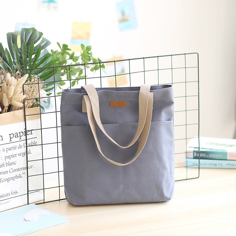 学生上课帆布包女简约百搭大容量通勤单肩包日系慵懒风手提帆布袋