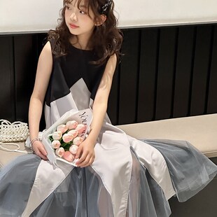 女童连衣裙夏季2025新款儿童裙子洋气时髦夏天高级感韩系穿搭长裙