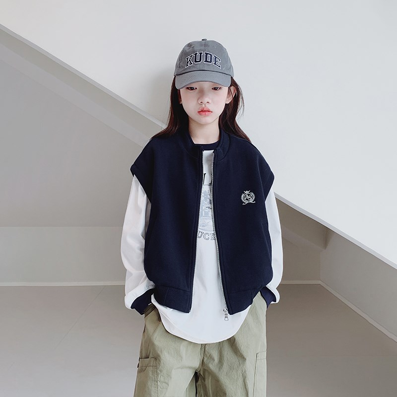 女童马甲2025春装新款女大童初中生学院风无袖上衣儿童休闲背心潮