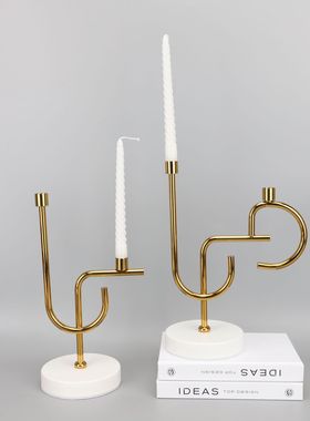 现代简约金属烛台样板房售楼部卧室客厅书房餐厅厨房家居饰品摆件