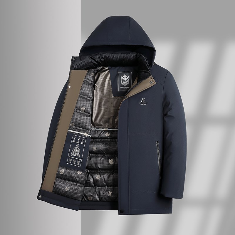 爸爸冬装加厚款棉衣中年男士保暖棉袄中老年大码老人棉服帽子外套