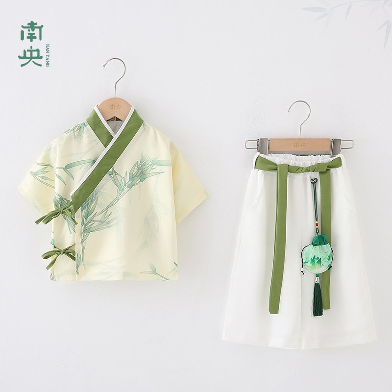 中式国风汉服男童夏装儿童唐装古风短袖套装宝宝国学古装夏季薄款