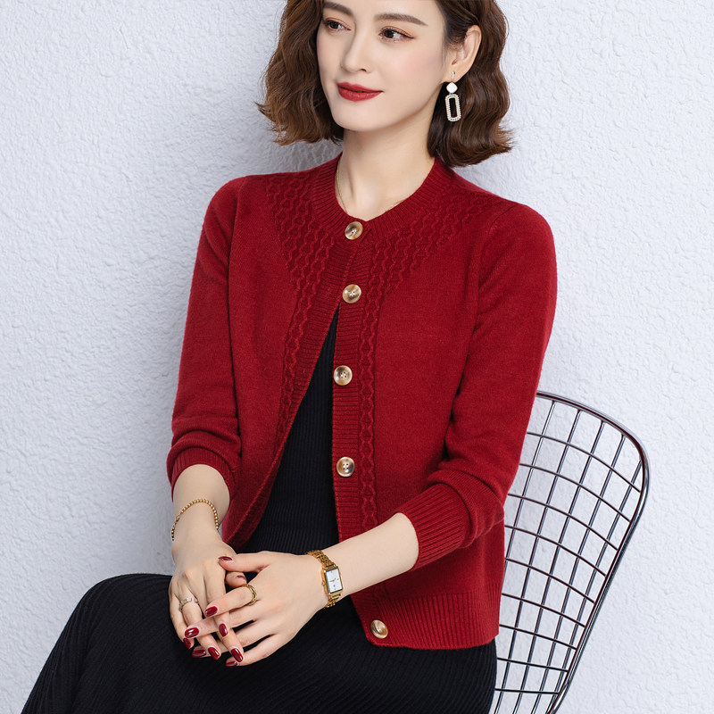 羊毛衫女装春秋季纯色针织开衫洋派宽松毛衣短款外套百搭女士小衫