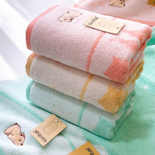 3条装 无捻纱卡通刺绣毛巾纯棉成人男女家用洗脸洁面巾A类超柔吸水