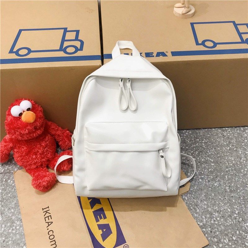古着感少女书包校园韩版高中学生双肩包森系百搭皮纯色背包