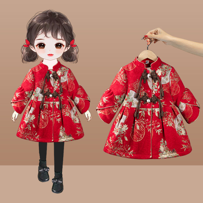 女宝宝拜年服中式秋冬季女童婴儿抓周唐装周岁礼服儿童旗袍新年服