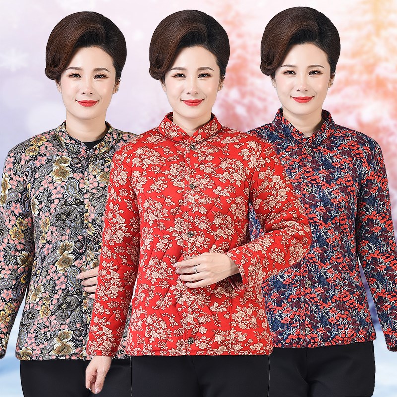 老人棉衣女冬季中老年奶奶保暖棉服宽松200加肥大码胖妈妈花棉袄