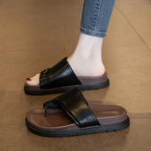 凉拖鞋 厚底夹脚人字拖 时尚 女夏外穿2024新款 休闲平底防滑沙滩凉鞋