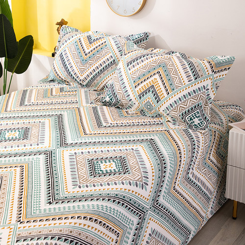 活性北欧风纯棉加厚帆布棉麻床单单件双人简约老粗布三件套大炕单