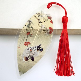 叶脉书签中国风古典国画花鸟图简约文艺小清新可爱书签礼品纪念品