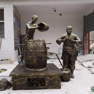 石膏设计定制古代人物酿酒场景雕塑定做制酒工序雕像酒厂招牌摆件