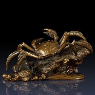 纯铜螃蟹工艺品摆件仿古横财将军蟹家居饰品摆件铜螃蟹办公室饰品