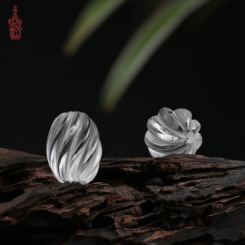 天然白水晶雕刻波纹南瓜珠文玩手串diy配件多宝手链配珠隔珠配饰