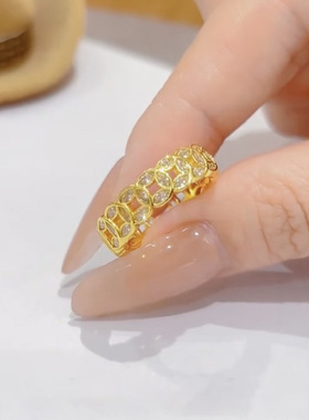 新款铜钱戒指开口戒可调节2025年新款轻奢高级感暴富招财钱币指环