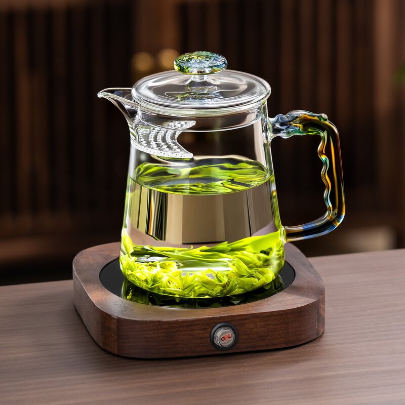加厚玻璃炫彩带盖月牙公道杯茶漏过滤一体功夫绿茶专用泡茶分茶器图片